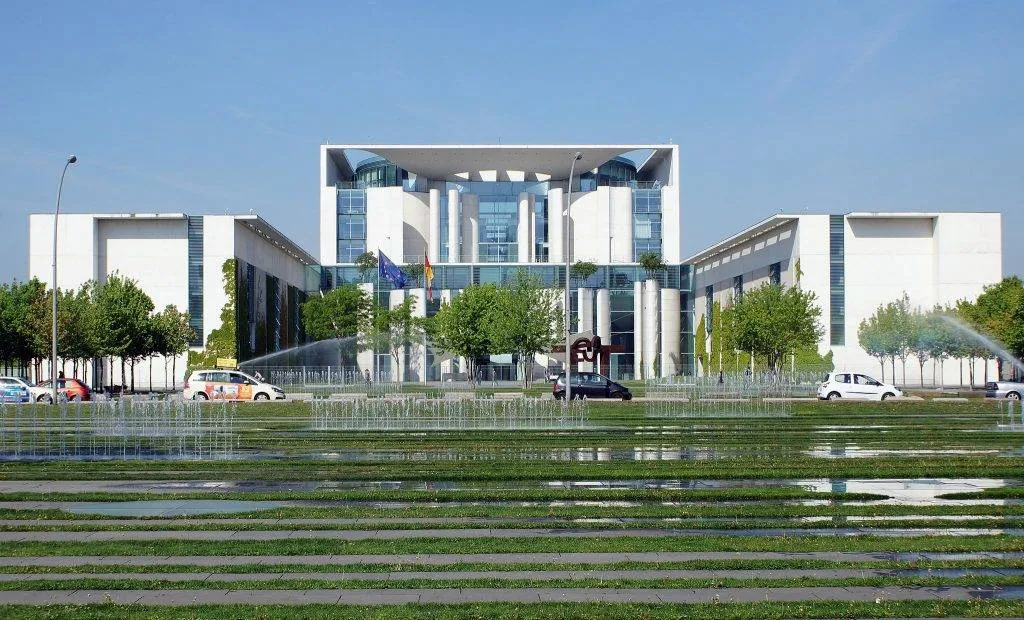 Modern government building facade